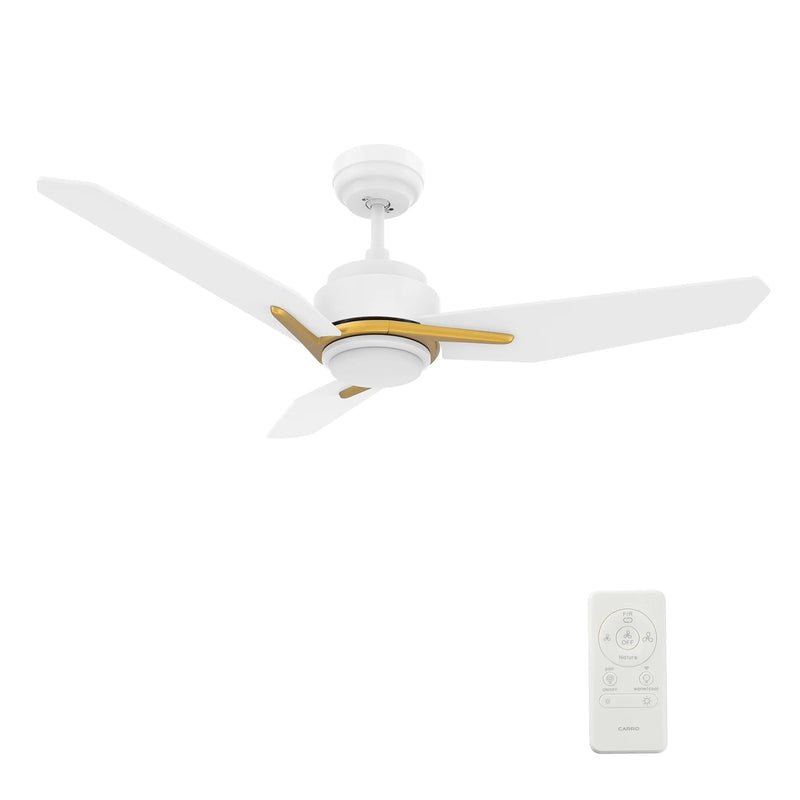 Carro Calen 56in Smart Ceiling Fan | White Gold Plywood Blades | Living Room & Covered Patio | 56 x 56 x 13.2 in, 4000K LED, DC | Model SFR563J3-L11-W1-1G