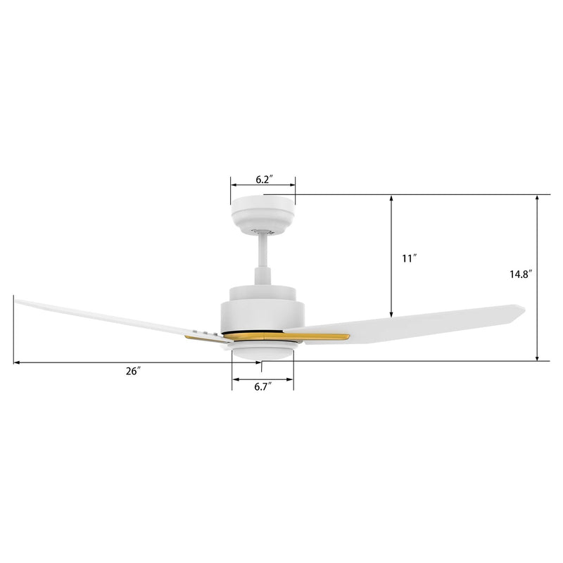 Carro Calen 56in Smart Ceiling Fan | White Gold Plywood Blades | Living Room & Covered Patio | 56 x 56 x 13.2 in, 4000K LED, DC | Model SFR563J3-L11-W1-1G