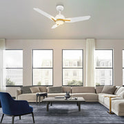 Carro Calen 56in Smart Ceiling Fan | White Gold Plywood Blades | Living Room & Covered Patio | 56 x 56 x 13.2 in, 4000K LED, DC | Model SFR563J3-L11-W1-1G