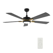 Carro Appleton 56in 5-Blade Smart Ceiling Fan | Black Gold Plywood Blades and Black Finish | Living Room & Covered Patio | 56 x | Model SFR565E-L12-B2-1G