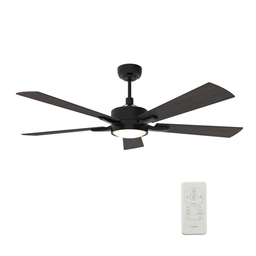 Carro Appleton 56in 5-Blade Smart Ceiling Fan | Black Walnut Plywood Blades and Black Finish | Living Room & Covered Patio | 56 x | Model SFR565E-L12-BF-1