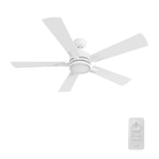 Carro Appleton 56in 5-Blade Smart Ceiling Fan | White Plywood Blades and White Finish | Living Room & Covered Patio | 56 x 56 x | Model SFR565E-L12-W1-1
