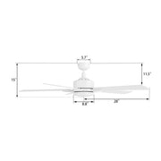 Carro Appleton 56in 5-Blade Smart Ceiling Fan | White Plywood Blades and White Finish | Living Room & Covered Patio | 56 x 56 x | Model SFR565E-L12-W1-1