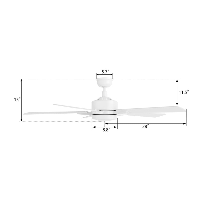 Carro Appleton 56in 5-Blade Smart Ceiling Fan | White Plywood Blades and White Finish | Living Room & Covered Patio | 56 x 56 x | Model SFR565E-L12-W1-1