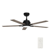Carro Espear 56in 5-Blade Smart Ceiling Fan | Modern Black Barnwood/Walnut Plywood and Integrated LED | Living Room & Covered | Model SFR565J-L12-BG-1