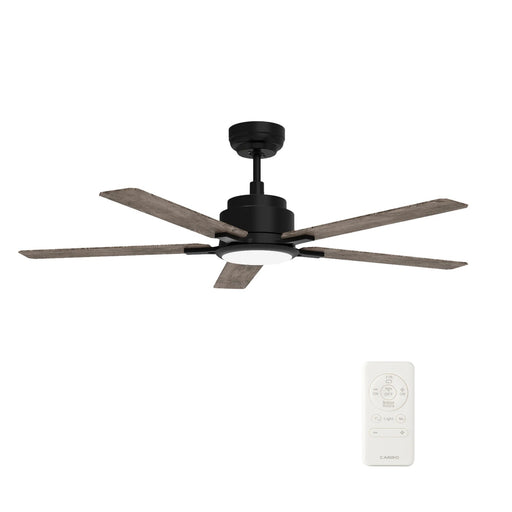 Carro Espear 56in 5-Blade Smart Ceiling Fan | Modern Black Barnwood/Walnut Plywood and Integrated LED | Living Room & Covered | Model SFR565J-L12-BG-1