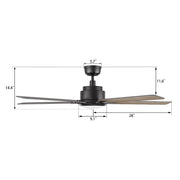 Carro Espear 56in 5-Blade Smart Ceiling Fan | Modern Black Barnwood/Walnut Plywood and Integrated LED | Living Room & Covered | Model SFR565J-L12-BG-1