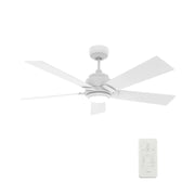 Carro Ascender 56in 5-Blade Smart Ceiling Fan | Modern White Plywood and Integrated LED | Living Room & Covered Patio | 14.7 x | Model SFR565J1-L11-W1-1