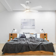 Carro Ascender 56in 5-Blade Smart Ceiling Fan | Modern White Plywood and Integrated LED | Living Room & Covered Patio | 14.7 x | Model SFR565J1-L11-W1-1