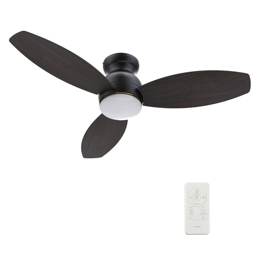 Carro Trento 60in 3-Blade Flush Smart Ceiling Fan | Modern Black Plywood Blades | Living Room & Covered Patio | 60 x 60 x 12.4 | Model SFR603Q-L12-BG-1-FM