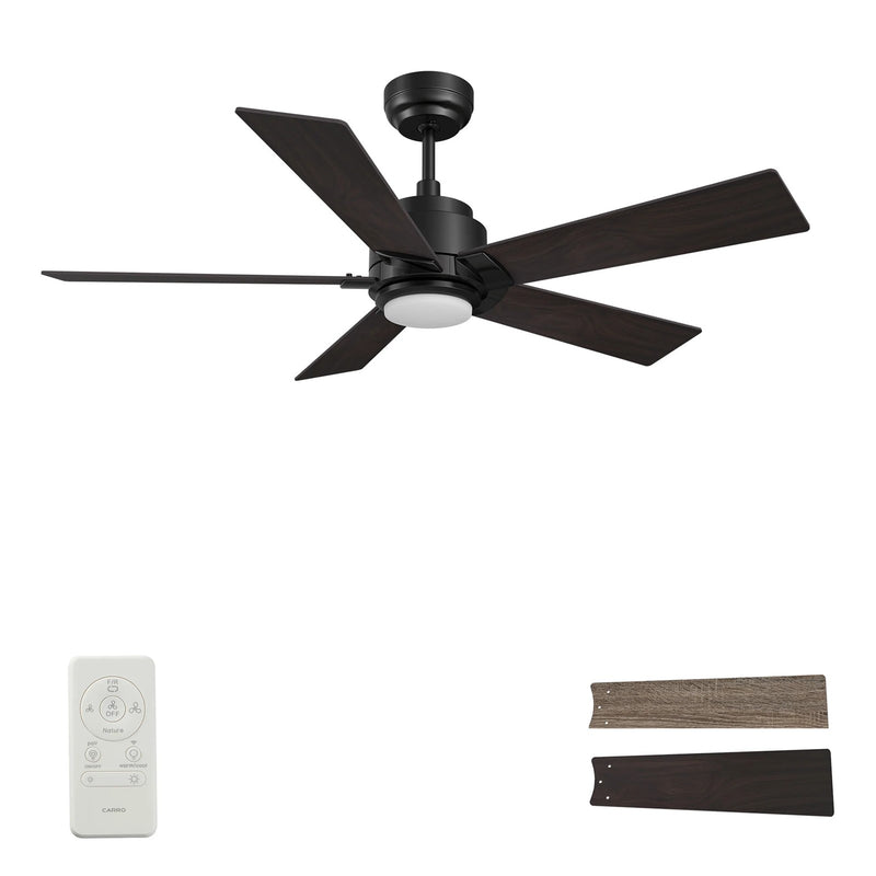 Carro Ascender 60in 5-Blade Smart Ceiling Fan | Modern Black Barnwood Plywood Blades | Living Room & Covered Patio | 60 x 60 x | Model SFR605J1-L11-BG-1