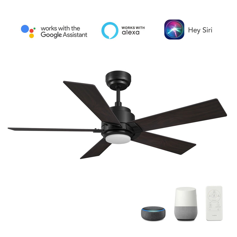 Carro Ascender 60in 5-Blade Smart Ceiling Fan | Modern Black Barnwood Plywood Blades | Living Room & Covered Patio | 60 x 60 x | Model SFR605J1-L11-BG-1