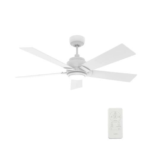 Carro Ascender 60in 5-Blade Smart Ceiling Fan | Modern White Plywood Blades | Living Room & Covered Patio | 60 x 60 x 14.7 in | Model SFR605J1-L11-W1-1