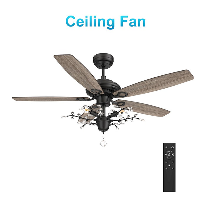 Carro Huntley 52" Ceiling Fan with Remote/Light Kit, Black/Walnut