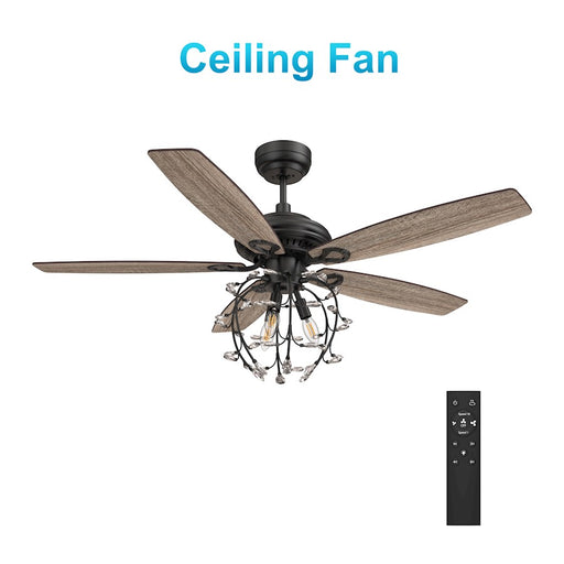 Carro Huntley 52" Ceiling Fan/Remote/Light Kit, Black/Walnut