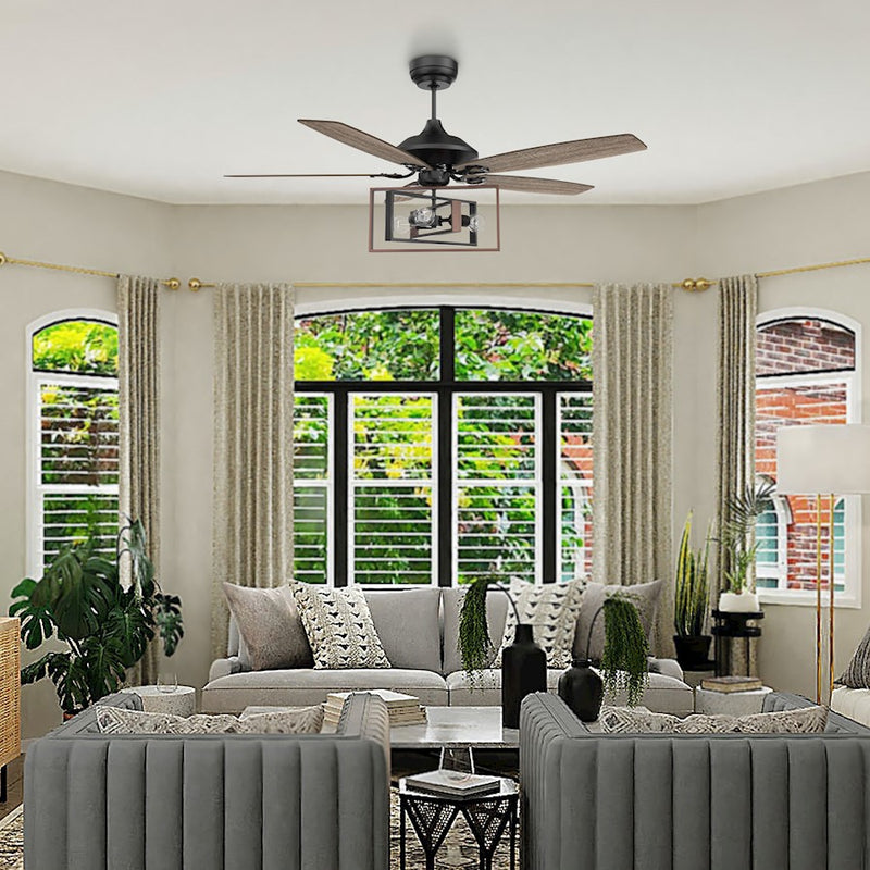 Carro Karson 52" 75W Ceiling Fan/Remote/Light Kit, Bk/Walnut