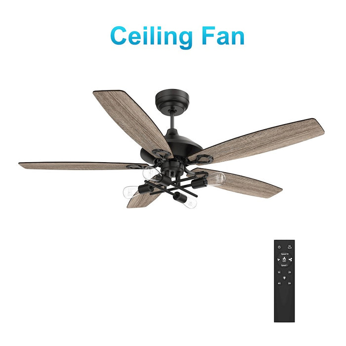 Carro Karson 52" 100W Ceiling Fan/Remote/Light Kit, Bk/Walnut