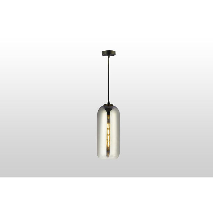 Carro Oriyan Cylinder Glass Pendant, Smoke Gray