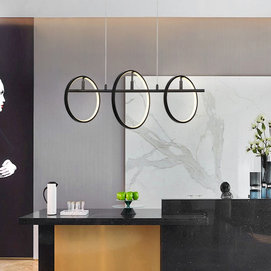 Carro Lucca Circle Hanging LED Pendant, Matte Black/Matte Black