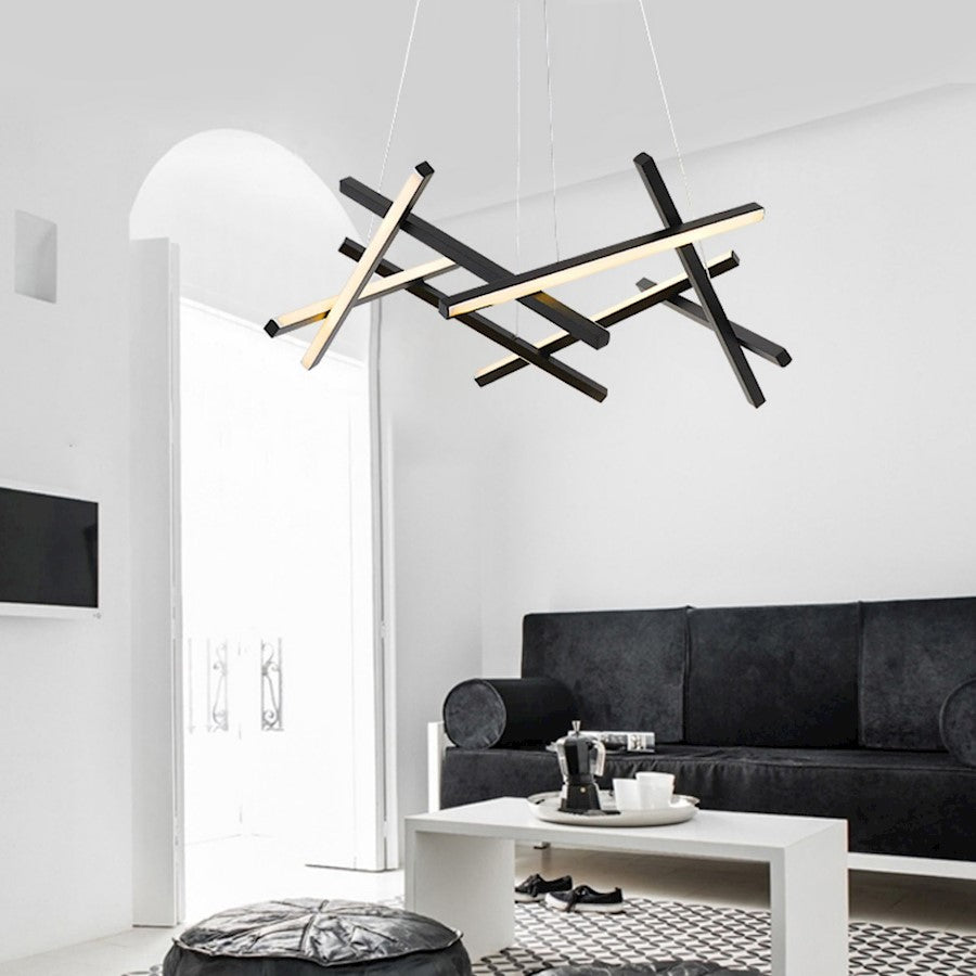 Carro Kensie Linear Hanging LED Pendant, Matte Black/Matte Black