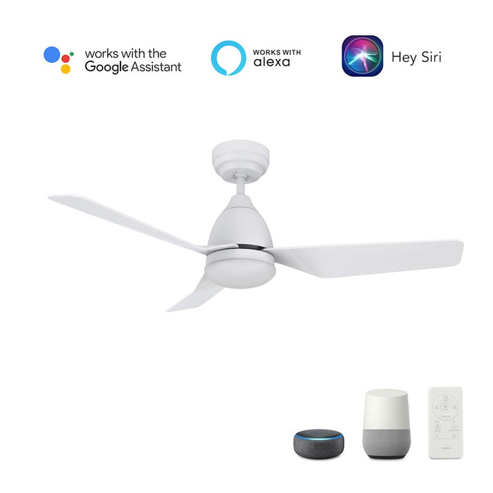 Carro Roque 44" Ceiling Fan/Remote/Light Kit, White/White