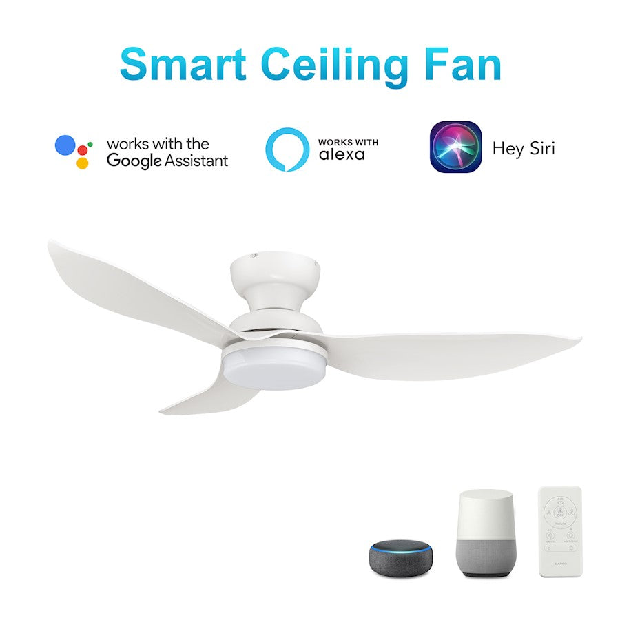 Carro Upton 45" Ceiling Fan/Remote/Light Kit, White/White