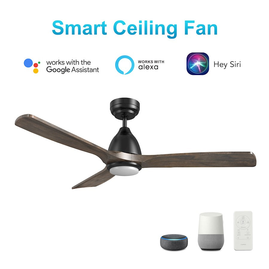 Carro Riley 48" Ceiling Fan/Remote/Light Kit, Black/Brown