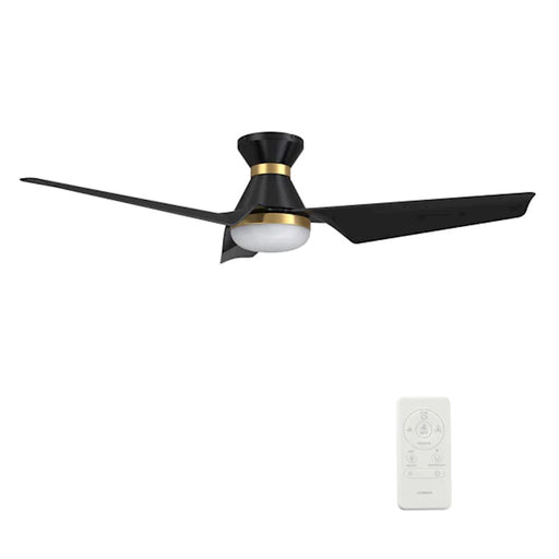 Carro Kreis 52" Ceiling Flush Fan/Remote/Light Kit, Black
