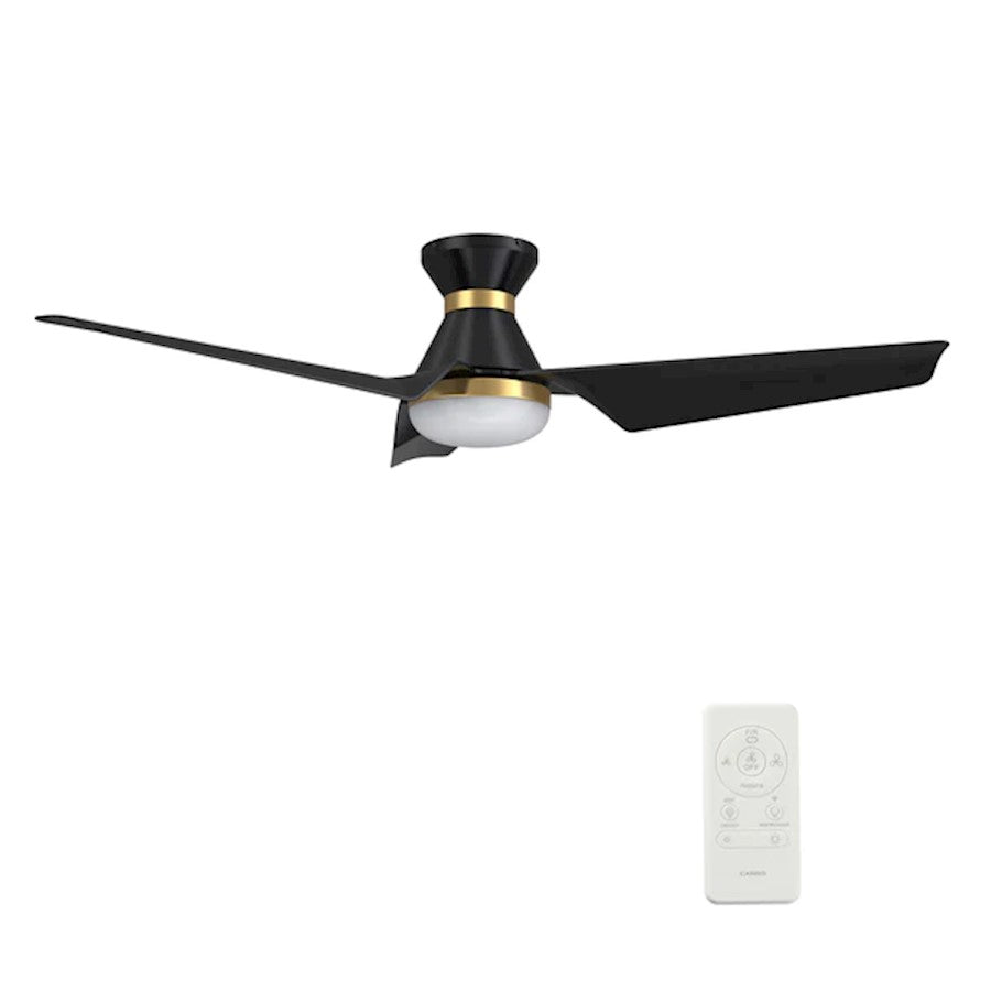 Carro Kreis 52" Ceiling Flush Fan/Remote/Light Kit, Black