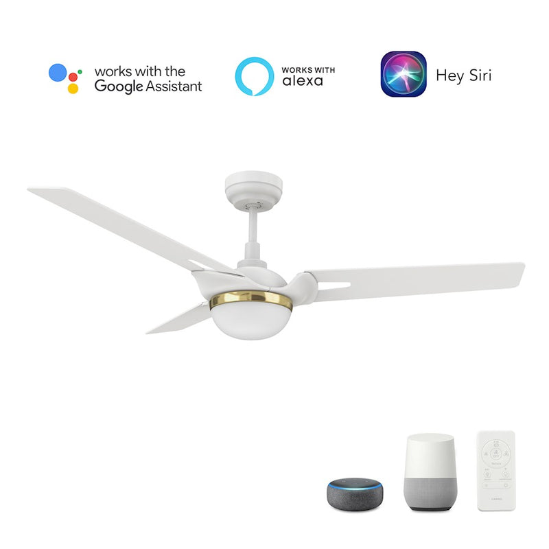 Carro Bedford 52" Ceiling Fan/Remote/Light Kit, White/White