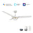 Carro Bedford 52" Ceiling Fan/Remote/Light Kit, White/White