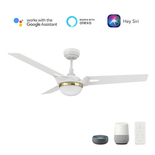 Carro Bedford 52" Ceiling Fan/Remote/Light Kit, White/White