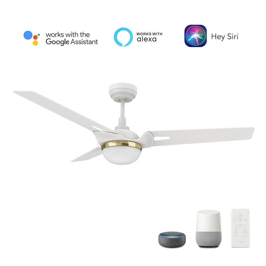 Carro Bedford 52" Ceiling Fan/Remote/Light Kit, White/White