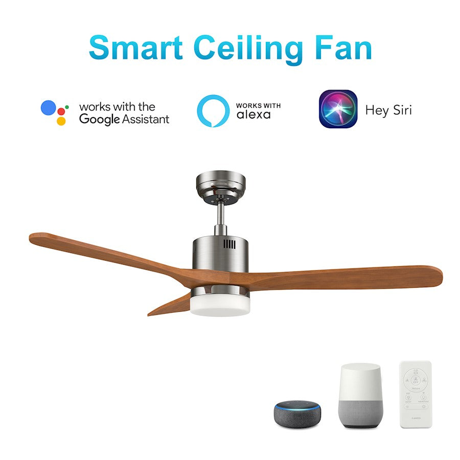 Carro Palmer 52" Ceiling Fan/Remote/Light Kit, Silver/Walnut