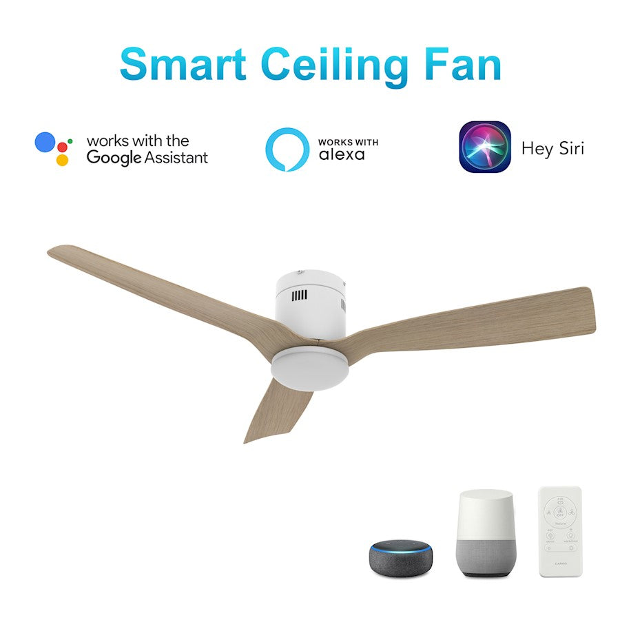 Carro Spezia 52" Ceiling Fan/Remote/Light Kit, White/Wood