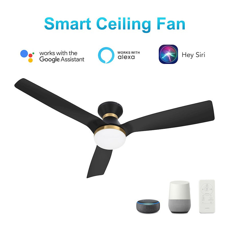 Carro Spezia 52" Ceiling Fan/Remote/Light Kit, Black/Black