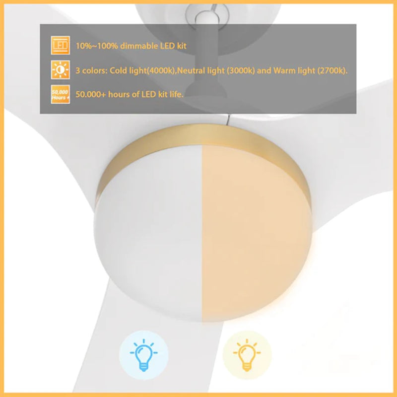 Carro Spezia 52" Ceiling Fan/Remote/Light Kit, White/White