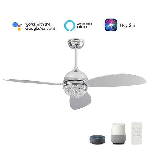 Carro Coren Ceiling Fan/Remote/Light Kit, Silver/Silver