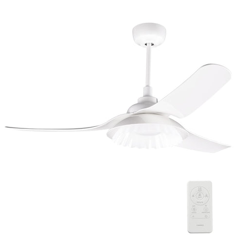 Carro Daffodil Smart Ceiling Fan/Remote/Light Kit, White/White