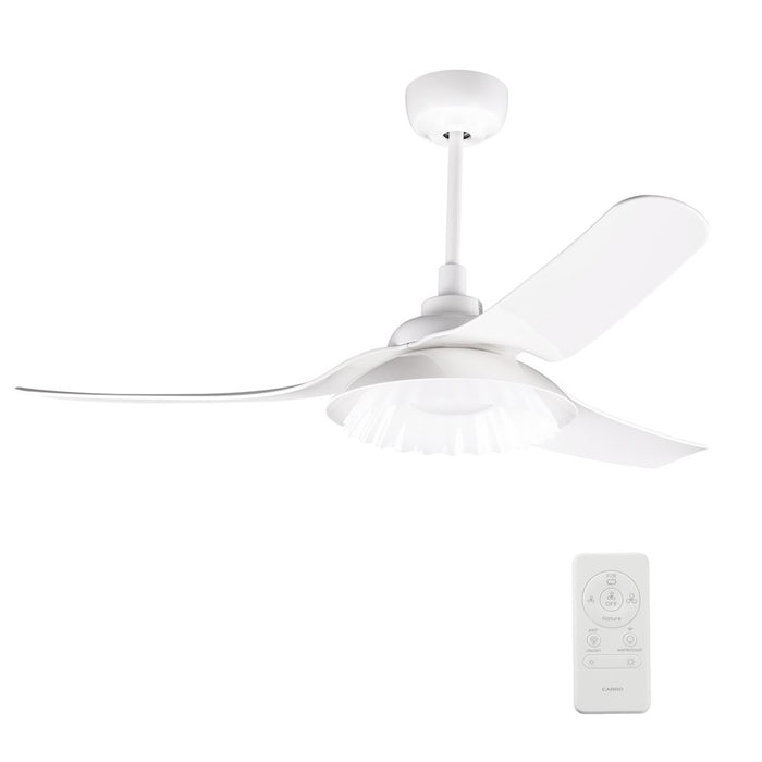 Carro Daffodil Smart Ceiling Fan/Remote/Light Kit, White/White