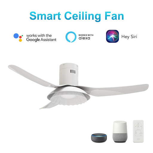 Carro Daffodil 52" Ceiling Fan/Remote/Light Kit, White
