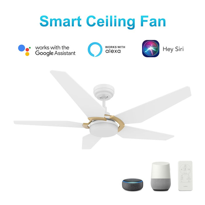 Carro Woodrow 52" 12"H Ceiling Fan/Remote/Light Kit, White
