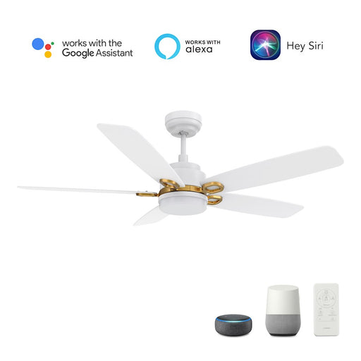 Carro Peyton 52" Ceiling Fan/Remote/Light Kit, White/White