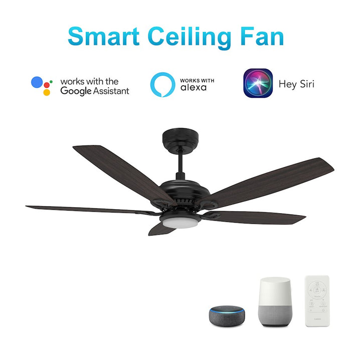 Carro Sonder 52" Smart Ceiling Fan/Remote, Black/Walnut