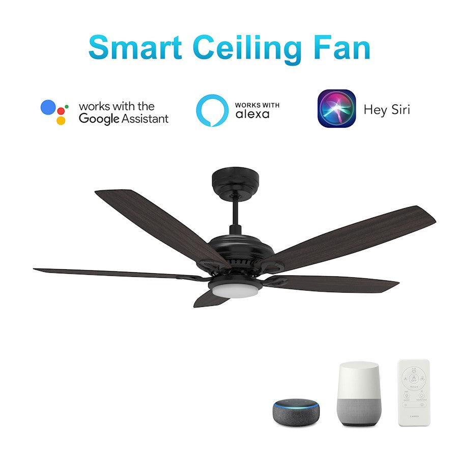 Carro Sonder 52" Smart Ceiling Fan/Remote, Black/Walnut