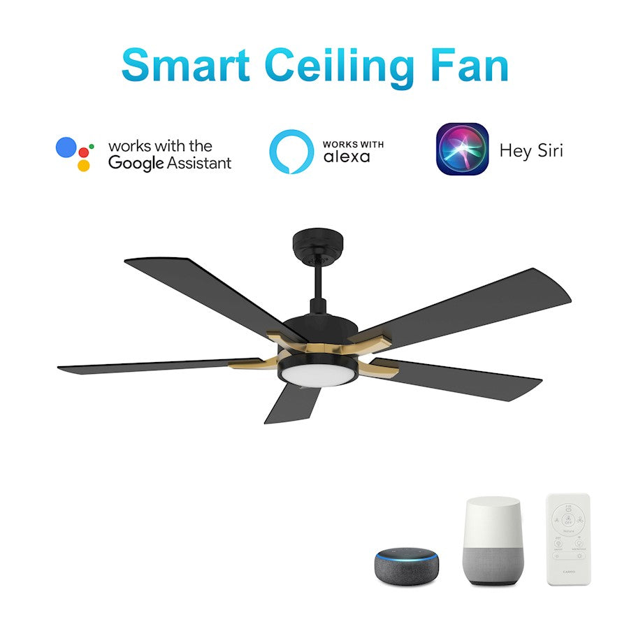 Carro Appleton 52" Ceiling Fan/Remote/Light Kit, Black/Black