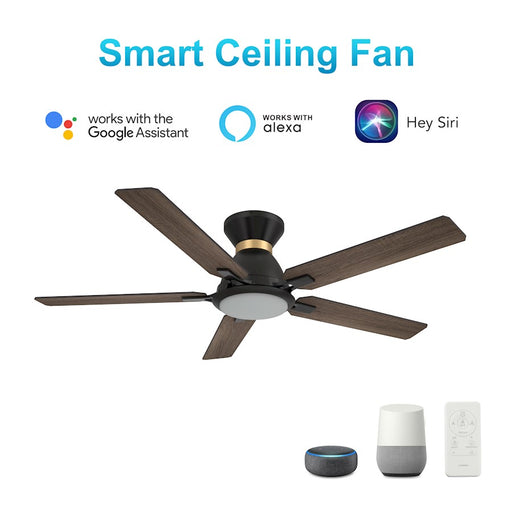 Carro Espear 52" Ceiling Flush Fan/Remote, Black/Walnut