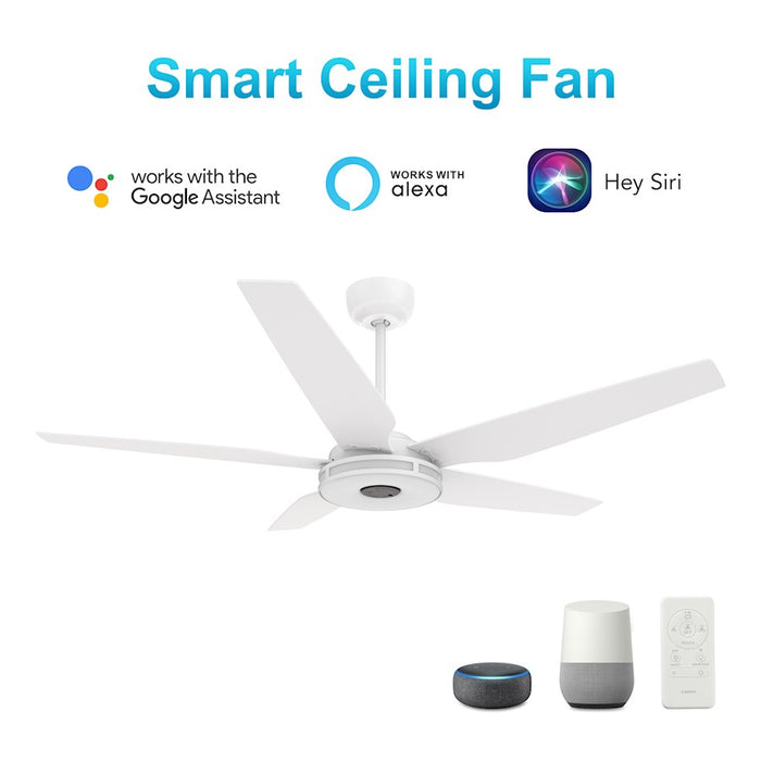 Carro Elira 52" Ceiling Fan/Light Kit/Remote, White/White