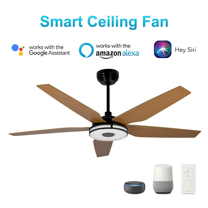 Carro Elira Smart Ceiling Fan, Black/Wooden Pattern