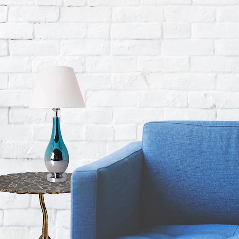 Carro Lola 1 Light 28" Table Lamp, Blue Chrome/Beige